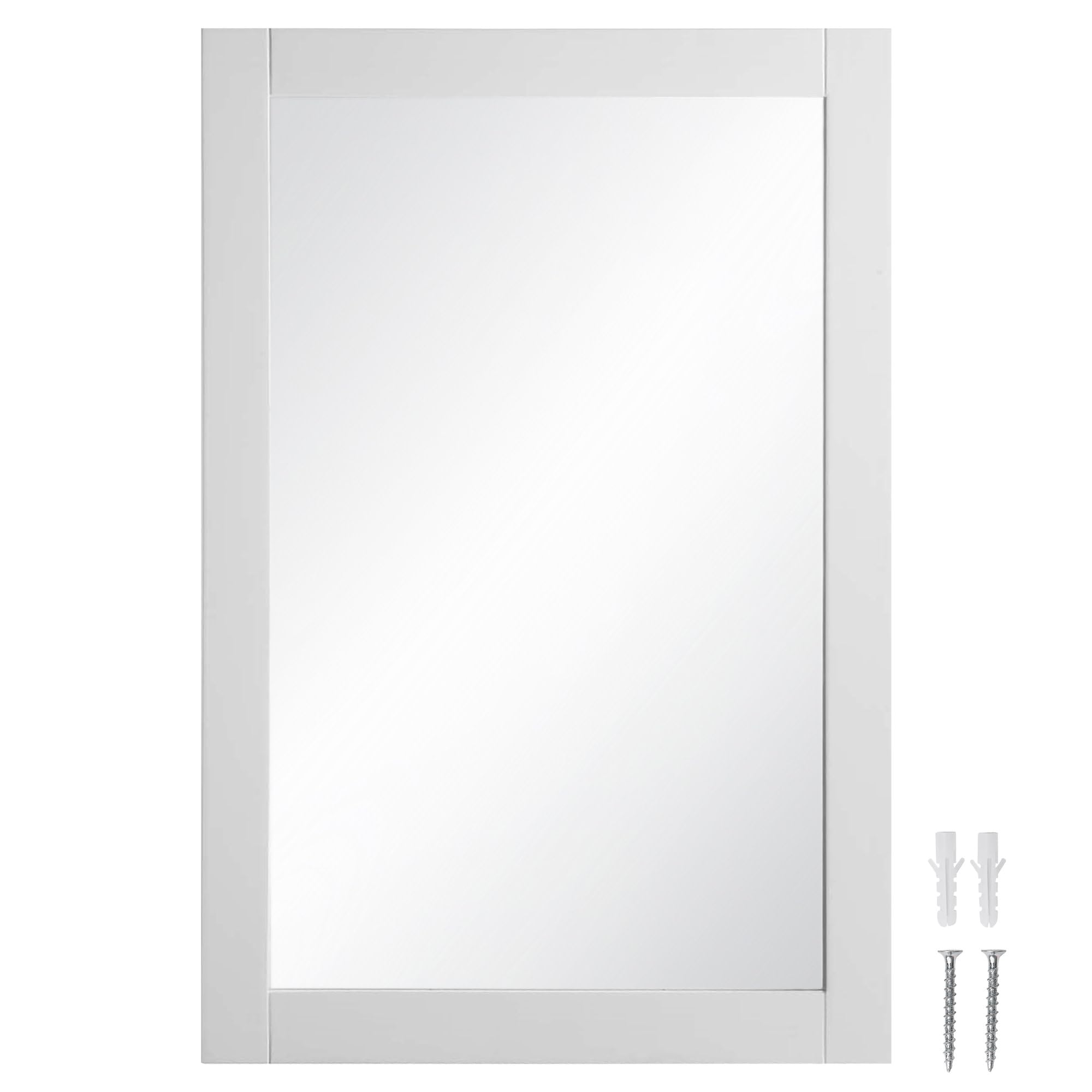 Design House Shorewood Rectangular Wall Accent Mirror – 30-Inch H X 20-Inch L, Traditional Wood Framed – Living Room, Bedroom, Bathroom Vanity Mirror – White, 547208-WHT