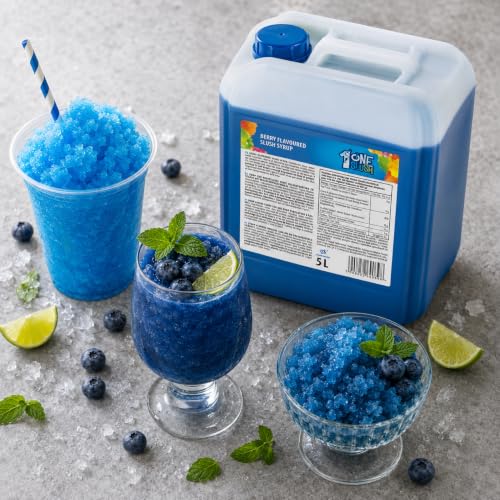 ONE SLUSH Blueberry Syrup 5 L – Concentré de sirop à la Myrtille pour machines à granita | Granita, boissons glacées, distributeurs de boissons et restauration met Kajal Sticker – vue 6