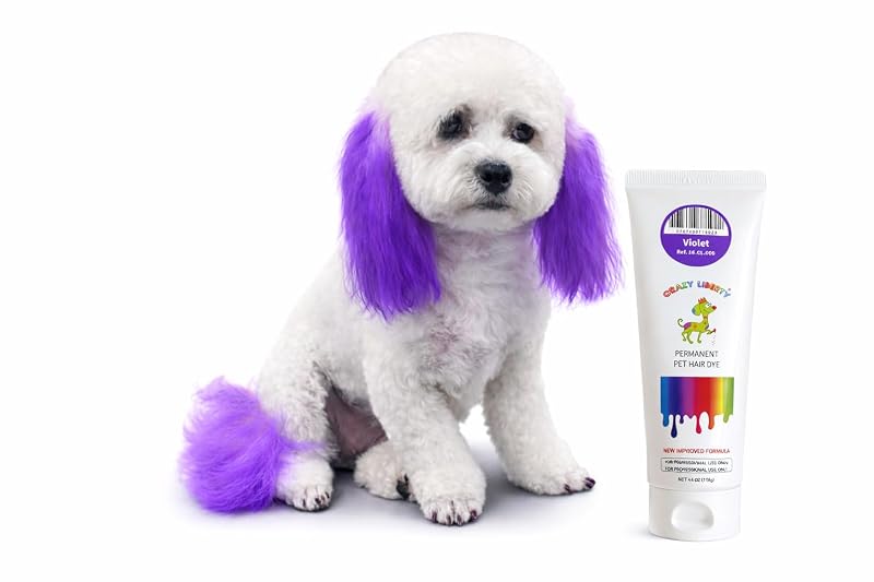 Tinta permanente para pelos de cães e cavalos CRAZY LIBERTY em gel Violet, 120 mL