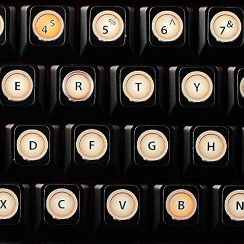 Vintage Typewriter English US Non-Transparent New Stickers for Keyboard ON Black Background Cover