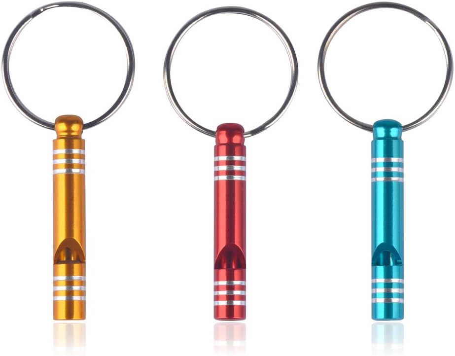 Voyeah Set of 3 Aluminum Emergency Survival Whistle with Keychain for Hiking Camping Sports