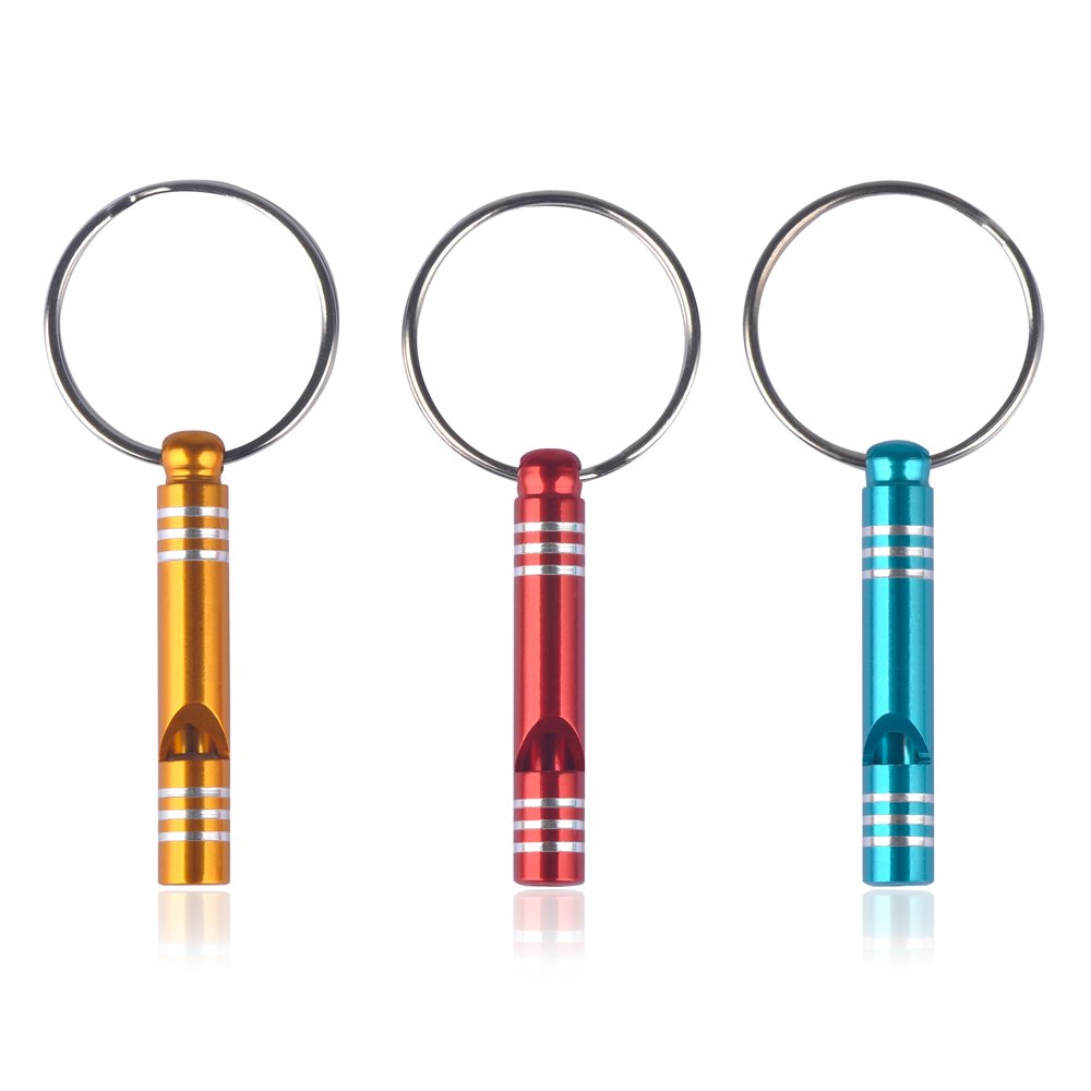 Voyeah Set of 3 Aluminum Emergency Survival Whistle with Keychain for Hiking Camping Sports