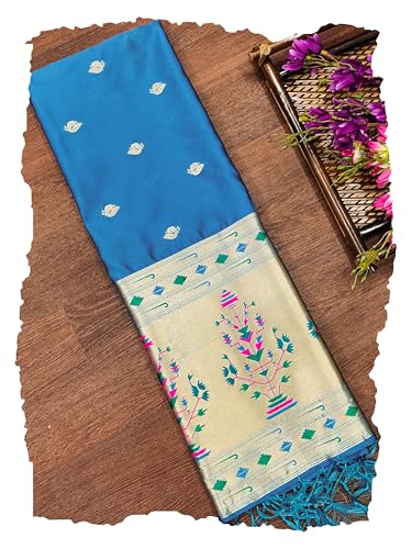 Image of DEVANGI Women's Woven Paithani Banarasi Silk Dupatta /Chunni For Women, Floral Print 1 Meter Wide and 2.3 Meter Length Printed Designer Dupatta /Chunni For Girls