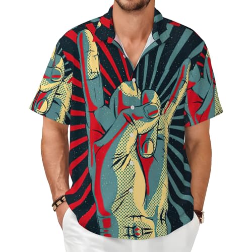 Chemise hawaïenne homme à manches courtes imprimé rock élégant