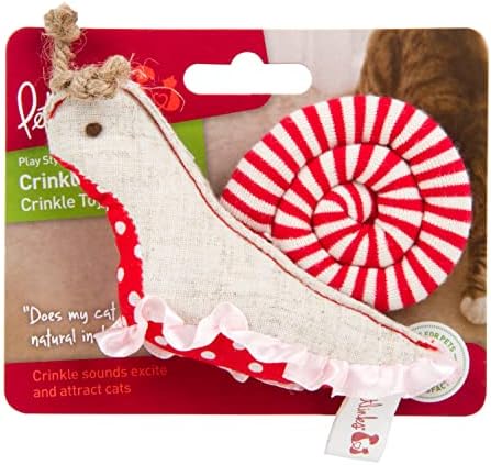 Petlinks Crinkle Cruiser Snail Catnip Cat Toy - White/Red, One Size