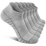 Uporee Calcetines tobilleros deportivos para correr, calcetines acolchados de corte bajo, 6 pares, Gris, Large