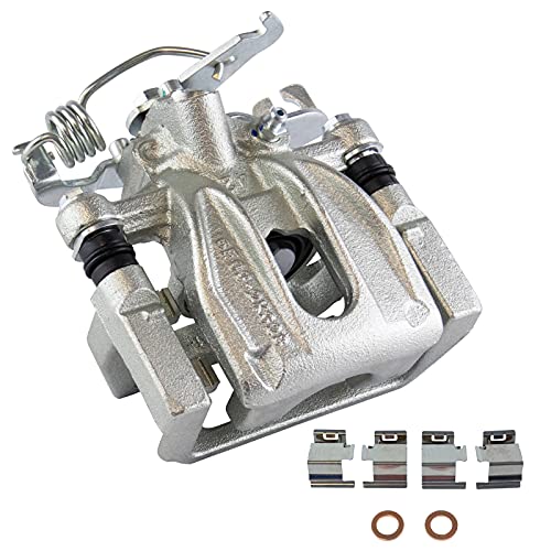 Image of TRQ Rear Brake Caliper Set Zinc Coated Brackets Hardware Compatible with 2005-2007 Ford Five Hundred Freestyle 2008-2009 Taurus Taurus X 2005-2007 Mercury Montego 2008-2009 Sable