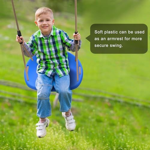Image of SELEWARE Blue Heavy Duty Swing Seat for Adults Kids Tree Swing, 1 Pack | Indoor /Outdoor Plastic Swing with Adjustable Ropes and Carabiners, Swing Set Accessories for Backyard Patio Garden Playground