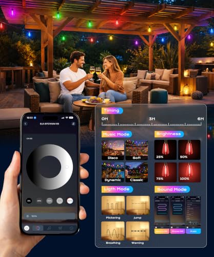 Outdoor String Lights 50FT RGB color changing Patio Lights for Outside - image 3