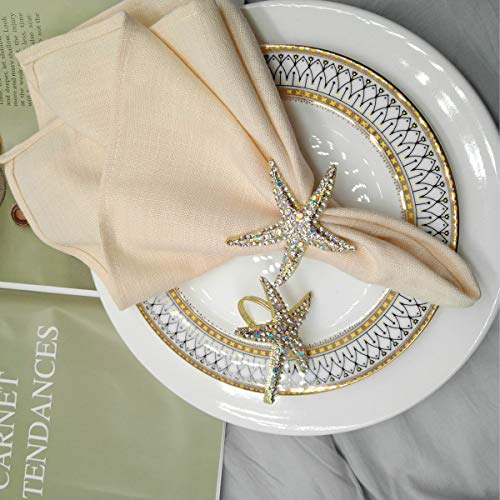 Joyindecor Crystal Starfish Napkin Rings - Set Of 6 Rhinestone Ocean Coastal Nautical Napkin Ring Holders For Wedding Party, Beach Theme Dining Table Decoration Accessories #TOP6