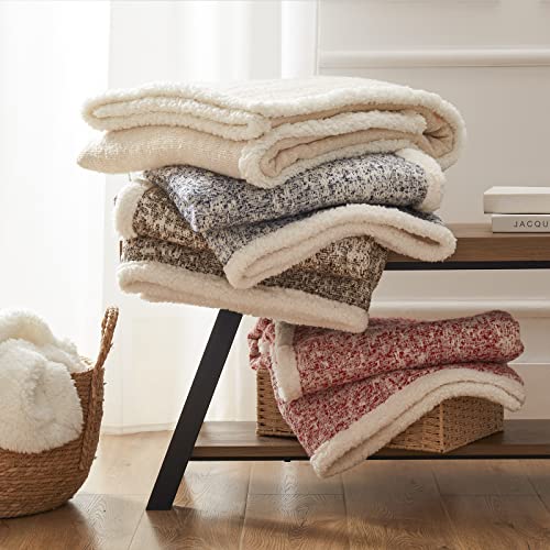 Se Softexly Sherpa Throw Blanket,Soft Blanket With 30% Wool And 70% Cotton For Winter,Fuzzy Cozy Thick Blanket,Warm Winter Blanket For Couch Bed Sofa (Red, 50" X 60") #TOP6