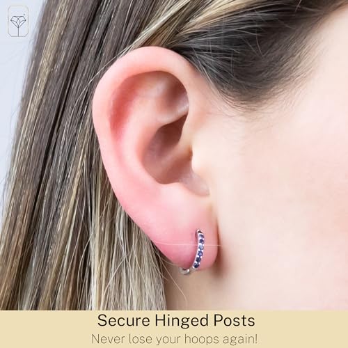 MAX + STONE 10k Gold Hoop & Huggie Earrings for Women 12MM Small Natural Gemstone Hoops4