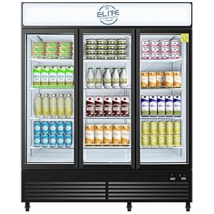Commercial 3-Door Display Refrigerator, 49.8 cu.ft, LED Lighting, Dynamic Cooling, ETL Listed, Black GDC-42