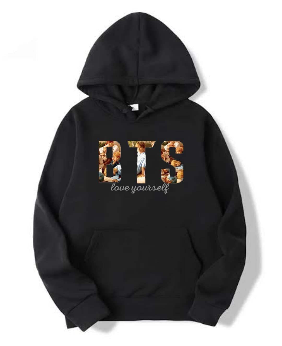 BTS Bangtan Boys Love Yourself Kpop Fan Art Butter Collection Unisex Black  Cotton Hooded Hoodie for Girls Boys Kids Women Men