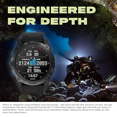 Garmin Descent Mk2i, Watch-Style Dive Computer with Air Integration, Multisport Training Smartwatch, Titanium Carbon Gray DLC with Black Band Bundle with Microfiber Cleaning Cloth + More
