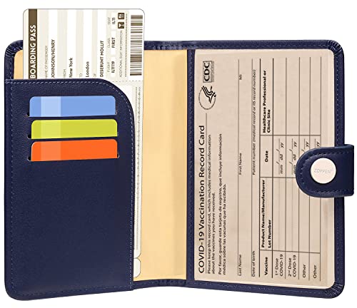 Zoppen Passport And Vaccine Card Holder Combo, Passport Holder With Vaccine Card Slot, Passport Wallet Cover Case Travel Essentials Document Organizer, Rfid Blocking Travel Wallet Womens Men Navy Blue #TOP1