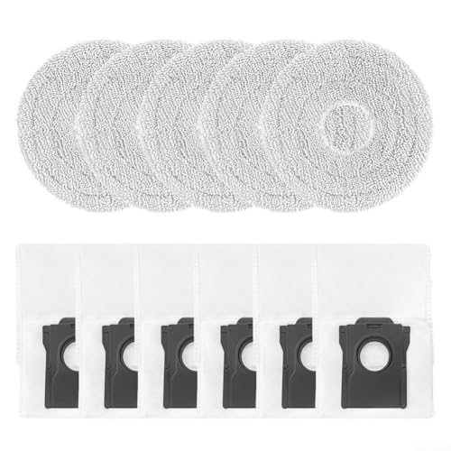 Yhenlovtt Kit de trapeador y bolsa de polvo de repuesto para aspiradora robot Cecotec Conga-X50/X-Treme, material de microfibra, 5 paños de fregona y 6 bolsas de polvo