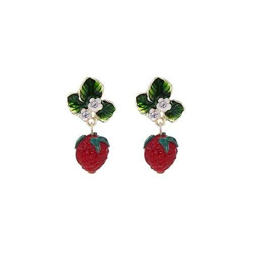 Strawberry Earrings for Women - Cute Fruit Dangle Drop Jewelry