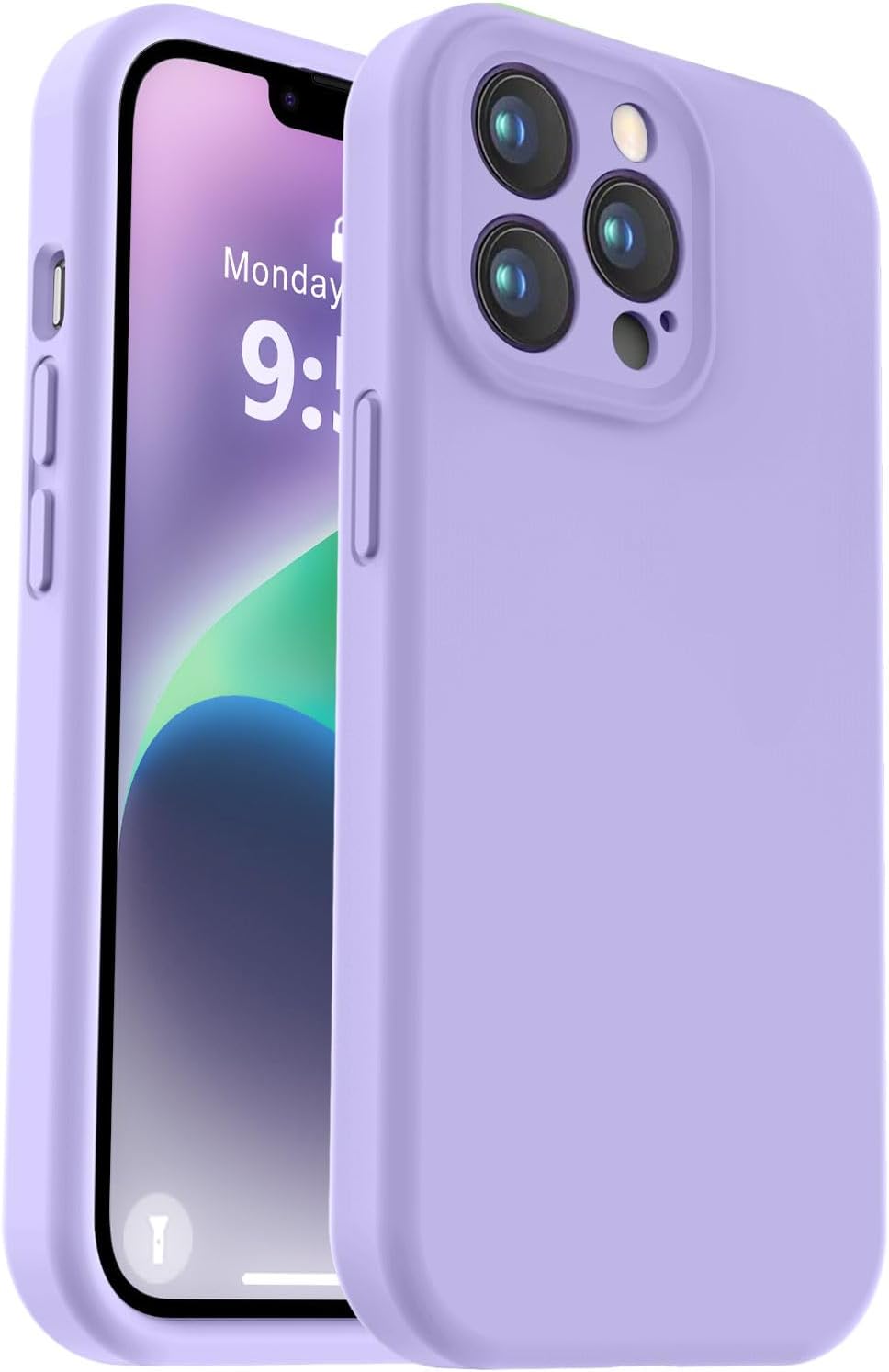 Vooii Compatible with iPhone 13 Pro Case, Liquid Silicone Upgrade [Camera Protection] [Soft Anti-Scratch Microfiber Lining] Shockproof Phone Case for iPhone 13 Pro 6.1 inch - Light Purple Light Purple iPhone 13 Pro