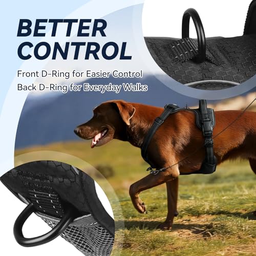 VIVAGLORY Easewalk Hundegeschirr, Anti Zug Hundegeschirr für Training & Spazieren, Anti Zieh Geschirr Welpengeschirr Mit Griff, Ausbruchsicher & Non-Stop für Welpe Hunde, S, Schwarz - Patterned