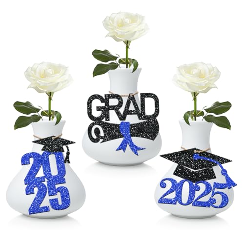 24 Pcs 2025 Graduation Tags for Graduation Decorations, Class of 2025 Centerpieces- Grad Gift Tags for Grad Table Decor (Blue)