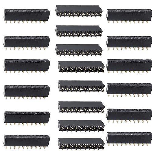2.54mm Female Pin Headers2x10PinDouble Rows Row Female PCB Header Connector Female DIP Straight Pin Header Socket 20PCS