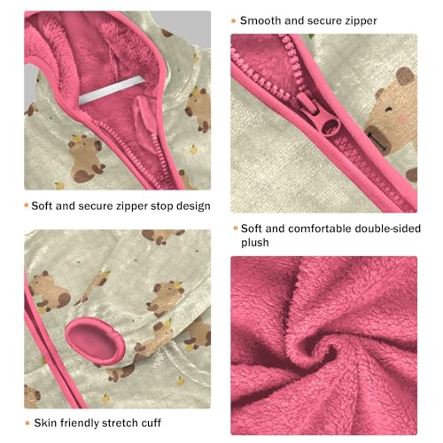 Cute Capybaras Toddler Fleece Jacket Baby Girls Hooded Zipper Long Sleeve Thick Warm Outerwear 3-10 Years3