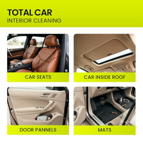 Image of Groommm Total Car Interior Cleaning Kit 250ml - Upholstery & Fabric Cleaner Spray With Cleaning Brush | For Car Seats, Roof Liner, Door Fabric & Seat Covers | Removes Tough Stains from Leather & Vinyl