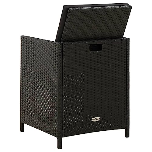 Chaises de jardin en polyrotin noir résistantes intempéries lot de 2 - 6