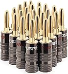 FosPower Banana Plugs 12 Pairs / 24 pcs, Closed Screw 24K Gold Plated Banana Speaker Plug Connectors for Speaker Wire, Wall Plate, Home Theater, Audio/Video Receiver, Amplifiers and Sound Systems