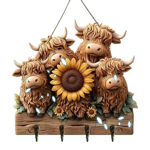Colgador de llaves – Colgador de de madera de 9.84 pulgadas | Soporte de pared para llaves – Decoración rústica de granja con 4 ganchos – Organizador para llaves, sombreros, bolsos, abrigos