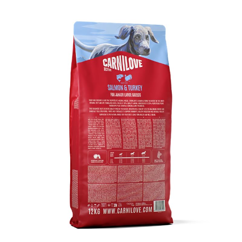 Carnilove Active Saumon & Turkey Junior Grande Race Croquettes pour Chien 4 kg