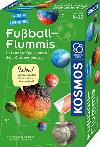 KOSMOS 657741 Fußball-Flummis, Flummis in Fußball-Form selbst herstellen, 6 Farben zum Kombinieren, Experimentierset für Kinder ab 8-12 Jahre, Mitbringsel, Aktivität für Kindergeburtstag, DIY