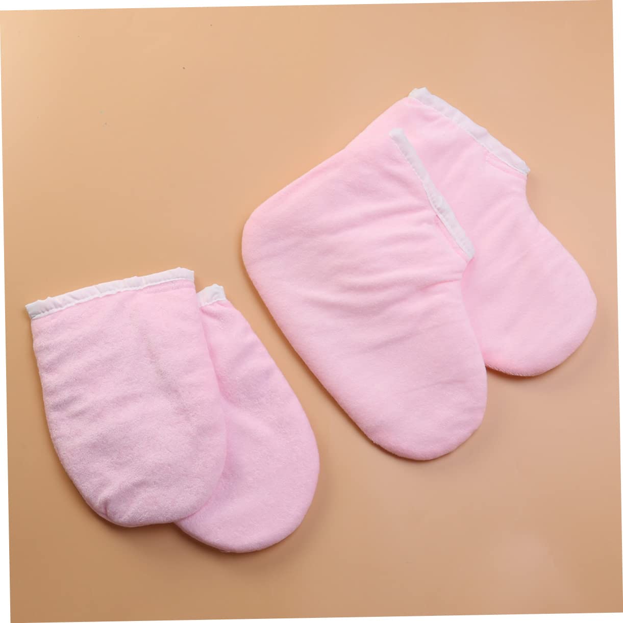 FRCOLOR 4 Paia guanto da bagno copri piedi in paraffina cappello di zucca per adulti cera di paraffina per le guanti copertura per pediluvio Terme rosa