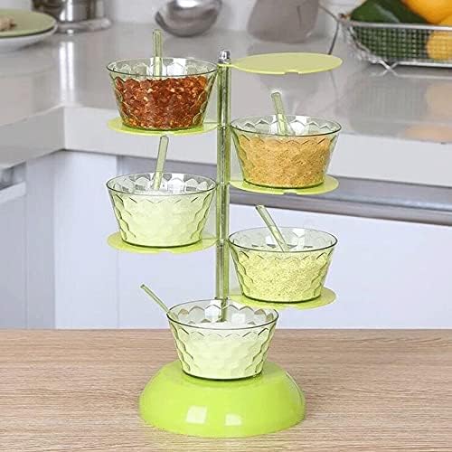 Seasoning Jars Rotatable Multi-Layer Vertical Seasoning Box Jars Home Kitchen Tool Accessory Muti-Layer Rotatable Space-Saving Seasoning Box (Color : Clear 5 Layer) (Clear 5 Layer)