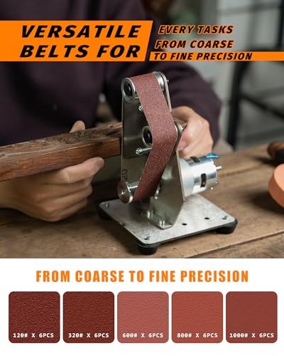 Image of Mini Belt Sander, Electric Small Sander Knife Making Supplies, 7 Adjustable Speed Electric Knife Sharpener, Power Belt Grinder for Woodworking, Metal Working DIY (5'' x 6.5'' x 7.4'')