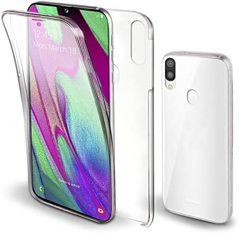 Moozy 360 Degree Case for Samsung A40 - Transparent Full Body Slim Cover - Hard PC Back and Soft TPU Silicone Front