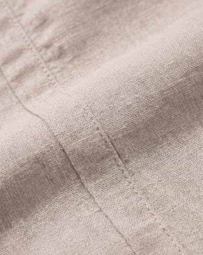 Image of Nobero Breezy Premium Linen Cotton Shirt for Men | Stylish Casual Shirts for Men | Semi Cut Collar | Box Pleat | Curved Hem | Regular Fit | Full Sleeve | S-XXXL
