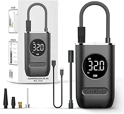 Calibrador Portátil Compressor Bomba De Ar Digital Com Lanterna LED para Encher Pneus de moto,carro,bicicleta,bola,bike premium