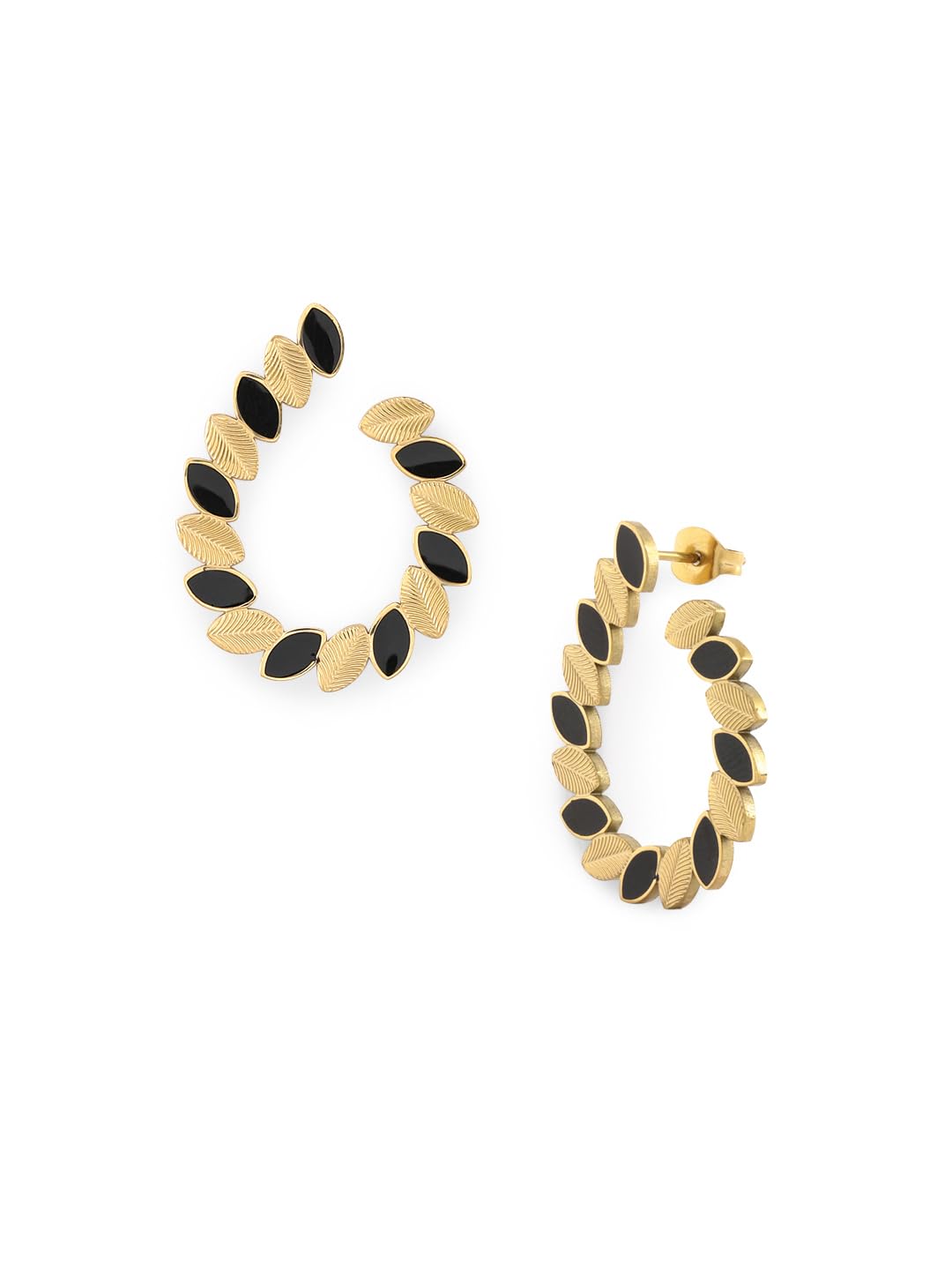 El Regalo Classy Stainless Steel Black & Golden Leaves Stud Earrings- Anti-Tarnish Statement Earrings (B0D7W2FSNT) Amazon Price History, Amazon Price Tracker