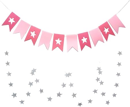 Amazon Comoza 星 型 パーティー フラッグ フェルト ガーランド 星 ガーランド セット 小物 誕生日 飾り付け 飾り 結婚式 ピンク パーティーグッズ おもちゃ