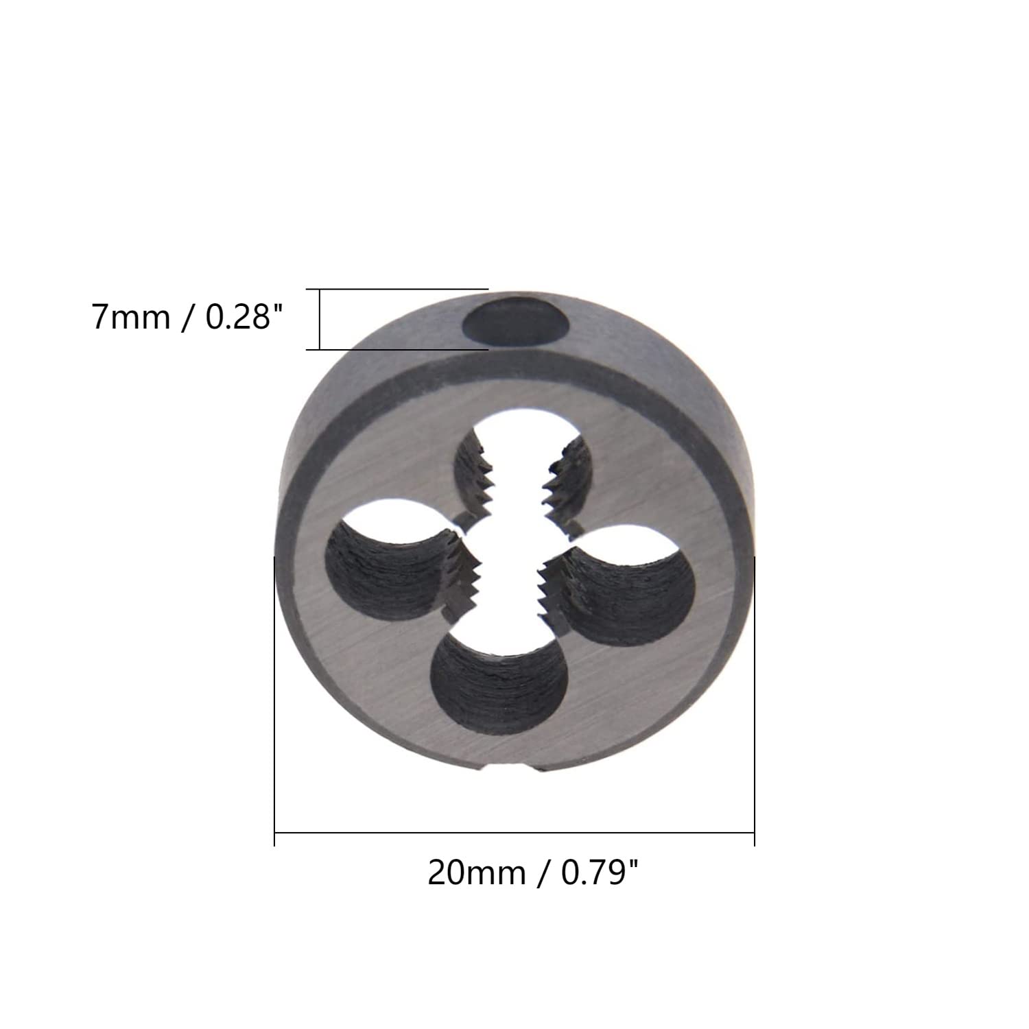 Matrice à Fileter Ronde 1/2-13 UNC - Alliage Acier Pour Filetage Métal Et Plastique, Avec Trou De Verrouillage - 7