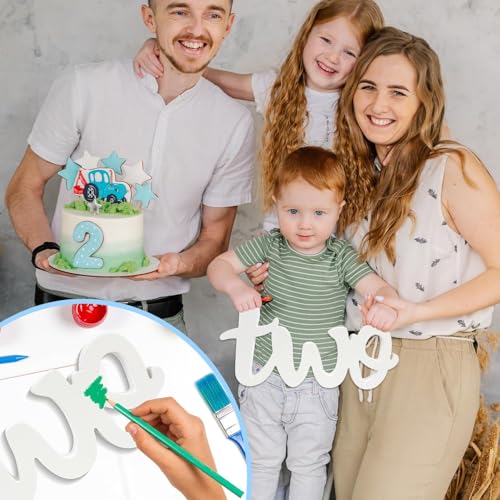 Image of Cliths 2nd Birthday Two Sign Wooden Table Centerpiece for Second Birthday Party Decorations Photo Booth Prop White Letter 32 x 16 cm
