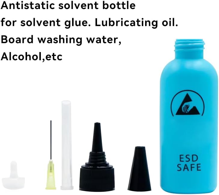 Miniatura 3 de Botella de plástico de 2.0 fl oz con punta de aguja de precisión, botella de disolvente antiestático con 1 dispensador de aguja para cargar