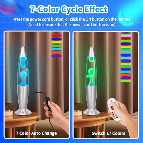 Image of Liquid Motion Lamp with Remote, 17 Color Changing Night Light, 13.5 Inch RGB LED Table Lamp for Kids & Adults, Home Decor, Christmas, Party, Blue Wax