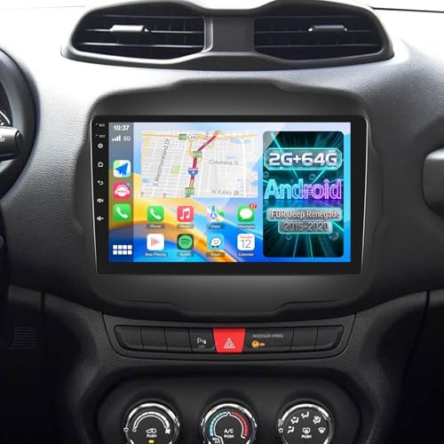[2+64G] for Jeep Renegade Car Radio 2016-2020 - Wireless Carplay and Android Auto - 9 Inch Touchscreen Android Car Stereo - DSP/GPS Navigation/SWC/WiFi/Bluetooth/FM/RDS + AHD Backup Camera