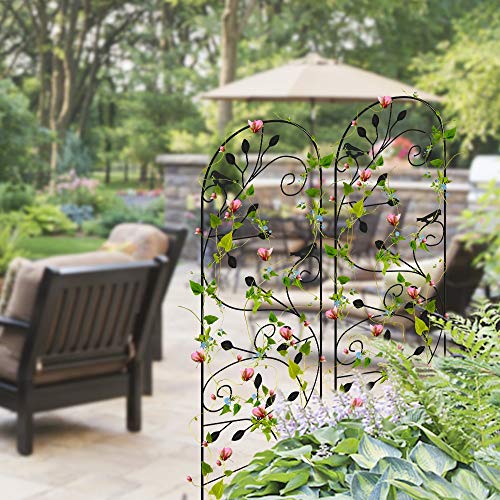 Amagabeli 2 Pack Black Garden Trellis For Climbing Plants 46" X 15" Black Sturdy Iron Potted Support Vines Vegetable Flower Patio Metal Wire Lattices Grid Trellises For Grape Cucumber Clematis #TOP6