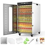 BriSunshine Commercial Dehydrator, 20-Layer Food Dehydrator with Triple Fans, LED Light, 1600W, 24H Timer, Large Food Dehydrators for Homemade...
