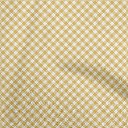 oneOone Georgette Viscose Yellow Fabric Check Dress Material Fabric Print Fabric By The Yard 42 Inch Wide-1981