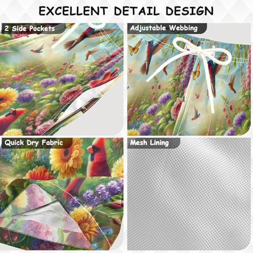 Hummingbird Flowers Butterflies Boys Swim Trunks Quick Dry Toddler Swimsuit Boy Board Shorts Bathing Suits Swimwear L3